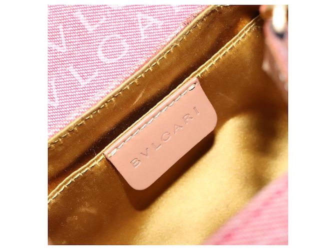 Bulgari Borsa a mano BVLGARI Logo Mania Be Zero One in tela rossa e oro Auth BA5419 Rosso D'oro - vista 17