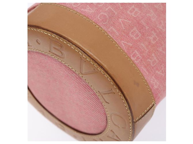 Bulgari Borsa a mano BVLGARI Logo Mania Be Zero One in tela rossa e oro Auth BA5419 Rosso D'oro - vista 9
