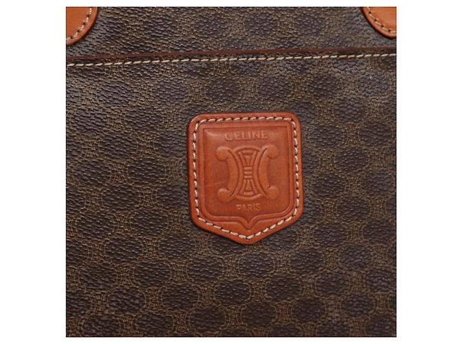 Céline Borsa a mano in tela Macadam CELINE in pelle PVC marrone oro Auth ep10408 D'oro - vista 18