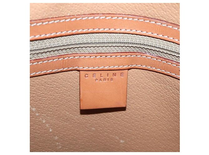 Céline Borsa a mano in tela Macadam CELINE in pelle PVC marrone oro Auth ep10408 D'oro - vista 19