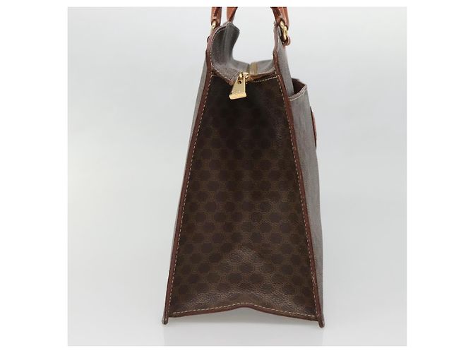 Céline Borsa a mano in tela Macadam CELINE in pelle PVC marrone oro Auth ep10408 D'oro - vista 3