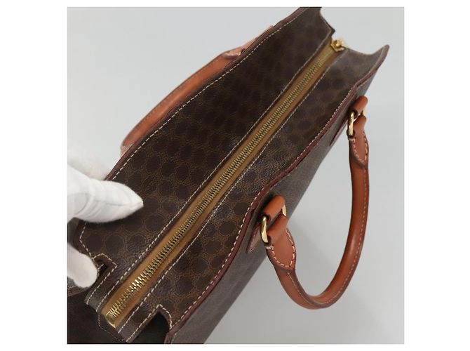Céline Borsa a mano in tela Macadam CELINE in pelle PVC marrone oro Auth ep10408 D'oro - vista 6