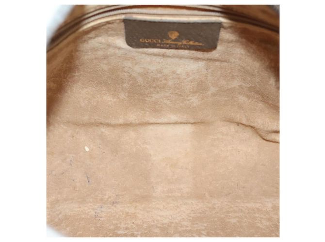 Borsa a Spalla GUCCI GG Supreme Web Sherry Line PVC Beige Oro Rosso Auth BA5506 D'oro - vista 10