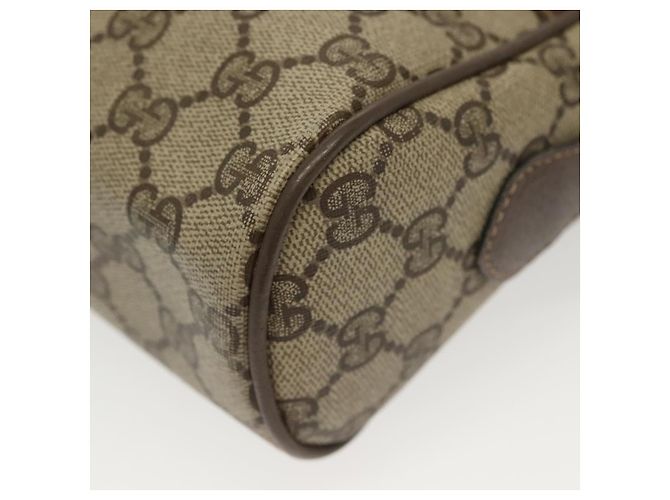Borsa a Spalla GUCCI GG Supreme Web Sherry Line PVC Beige Oro Rosso Auth BA5506 D'oro - vista 15