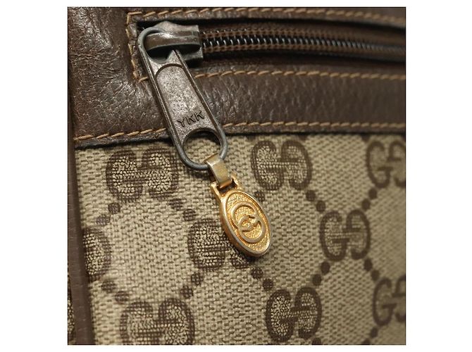 Borsa a Spalla GUCCI GG Supreme Web Sherry Line PVC Beige Oro Rosso Auth BA5506 D'oro - vista 18