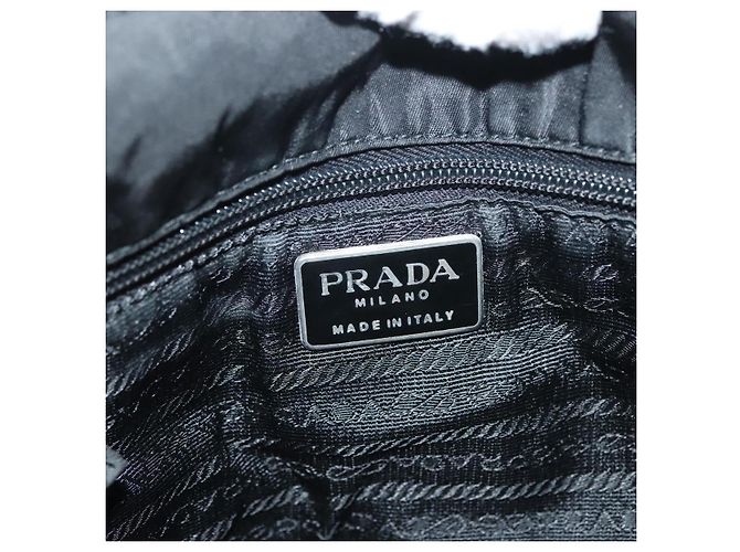 PRADA Borsa a mano in nylon nero argento Auth hk2902 - vista 18