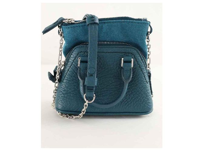 Maison Martin Margiela Mini borsa in pelle blu - vista 3