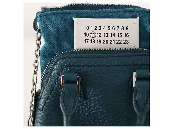 Maison Martin Margiela Mini borsa in pelle blu - vista 4