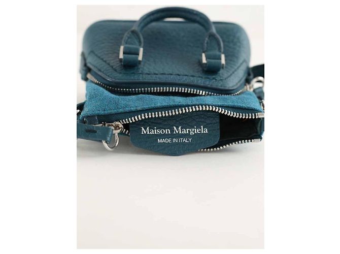 Maison Martin Margiela Mini borsa in pelle blu - vista 5