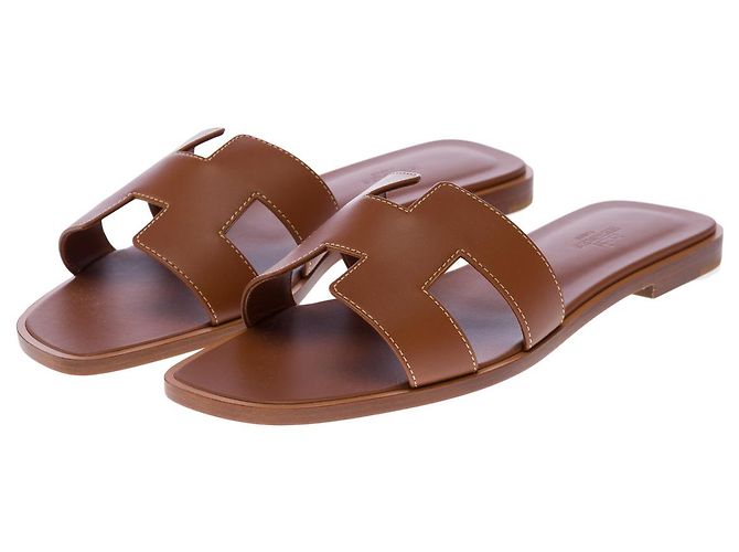 Hermès Chaussure HERMES Oran en Cuir Marron - 102903 - vue 4