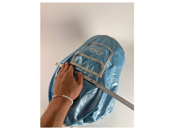 Vintage Courreges Paris Eisblaue Bucket Bag - Ansicht 12