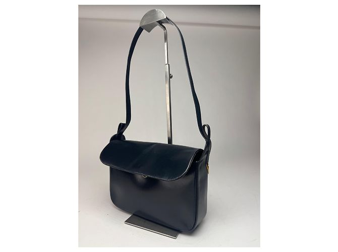 Vintage Givenchy Ledertasche in Marineblau - Ansicht 13