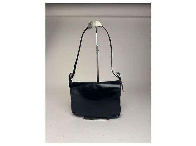 Vintage Givenchy Ledertasche in Marineblau - Ansicht 14