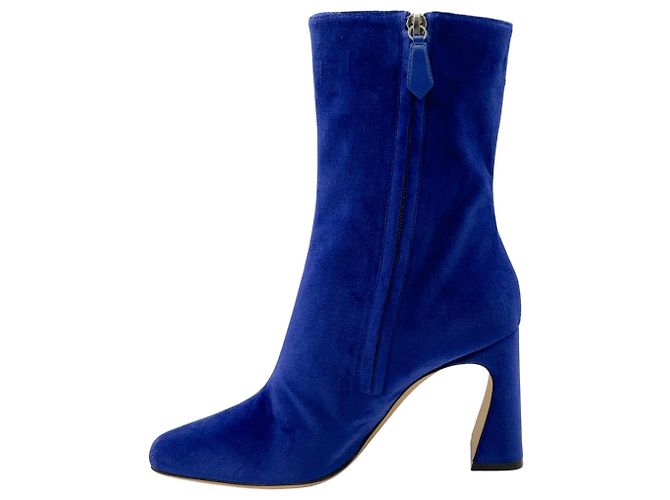 Stivaletti in velluto blu cobalto Alberta Ferretti - vista 3