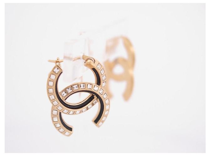 Orecchini pendenti Chanel Oro Champagne e Strass D'oro - vista 2