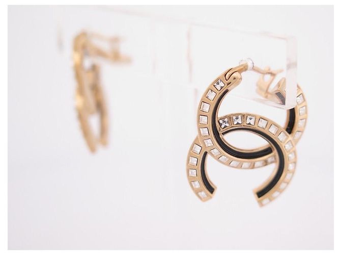 Orecchini pendenti Chanel Oro Champagne e Strass D'oro - vista 3
