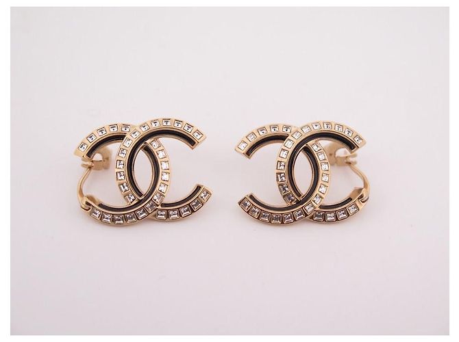 Orecchini pendenti Chanel Oro Champagne e Strass D'oro - vista 4