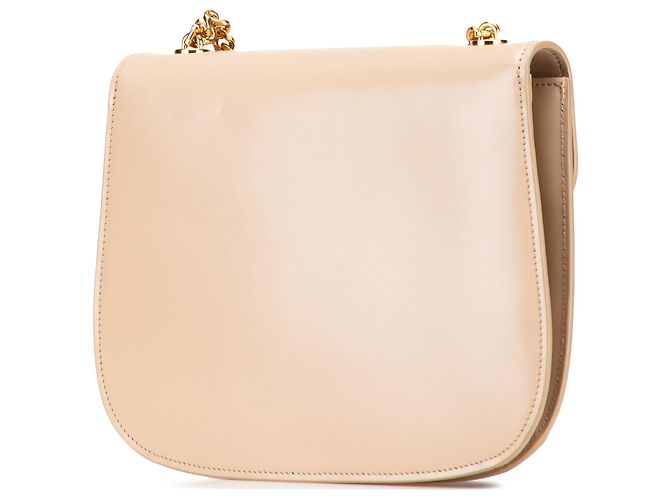 Céline Besace Clea en cuir de veau brillant marron Triomphe de Celine avec chaîne croisée Beige - vue 2