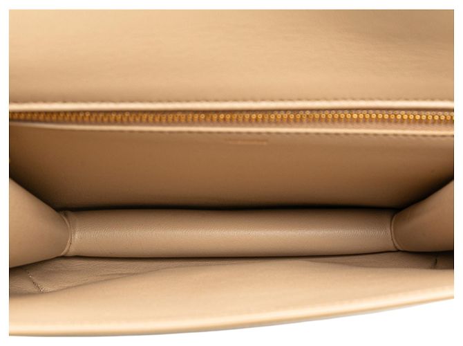 Céline Besace Clea en cuir de veau brillant marron Triomphe de Celine avec chaîne croisée Beige - vue 4