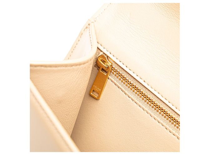 Céline Besace Clea en cuir de veau brillant marron Triomphe de Celine avec chaîne croisée Beige - vue 9