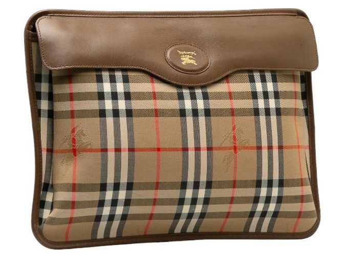 Borsa Clutch Burberry Nova Check Shadow Horse Beige - vista 2
