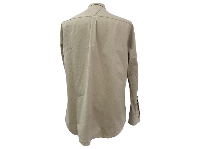 Camisa de botão listrada Bottega Veneta em algodão bege - vista 3