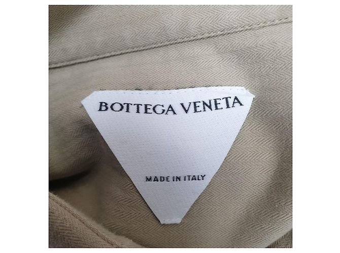Camisa de botão listrada Bottega Veneta em algodão bege - vista 4