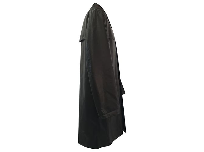 Prada Trenchcoat mit verdecktem Verschluss aus schwarzem Lammleder - Ansicht 2