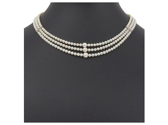 Autre Marque K14 Weißgold Perlenkette Silber - Ansicht 2
