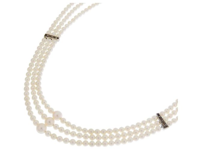 Autre Marque K14 Weißgold Perlenkette Silber - Ansicht 3