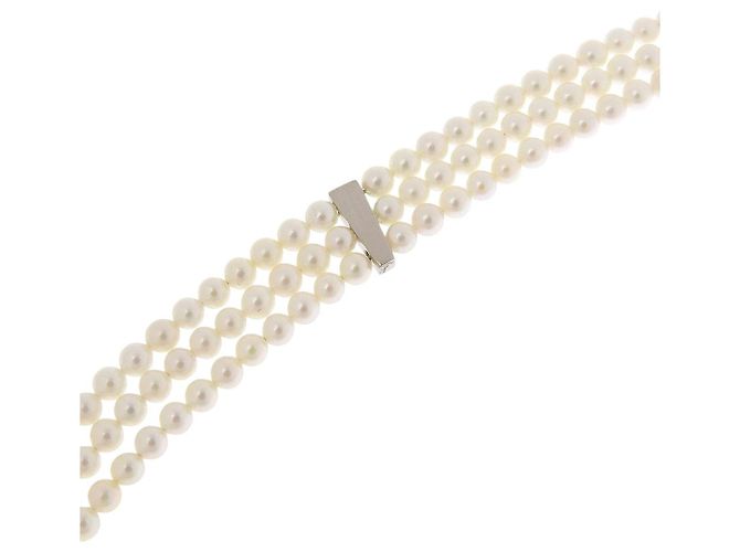 Autre Marque K14 Weißgold Perlenkette Silber - Ansicht 4