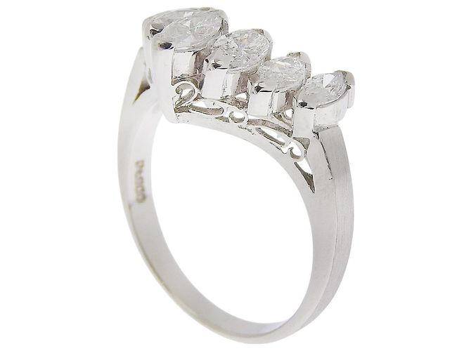 Autre Marque Diamantring aus Pt900-Platin V 7P Silber - Ansicht 3