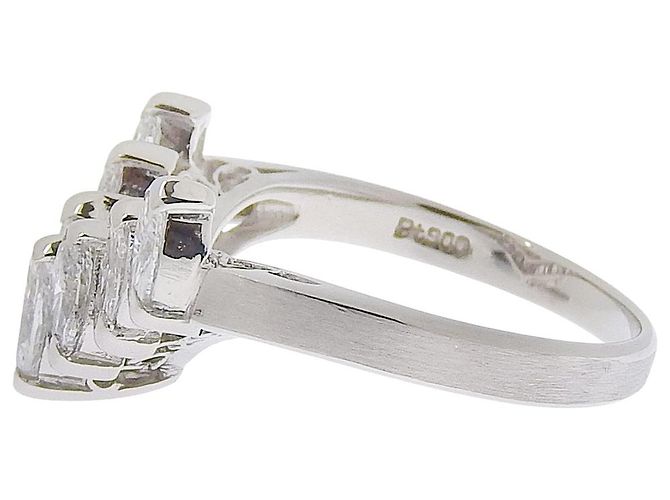 Autre Marque Diamantring aus Pt900-Platin V 7P Silber - Ansicht 5