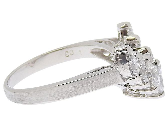 Autre Marque Diamantring aus Pt900-Platin V 7P Silber - Ansicht 6