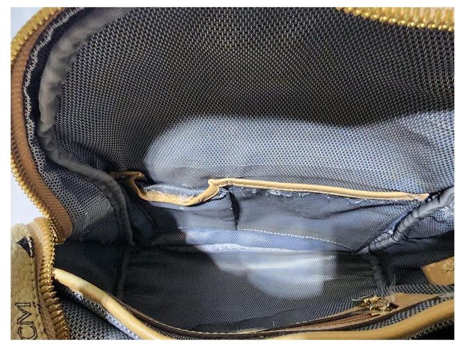 MCM Visetos Small Stark Leather Backpack Beige - view 15