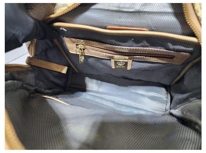 MCM Visetos Small Stark Leather Backpack Beige - view 16