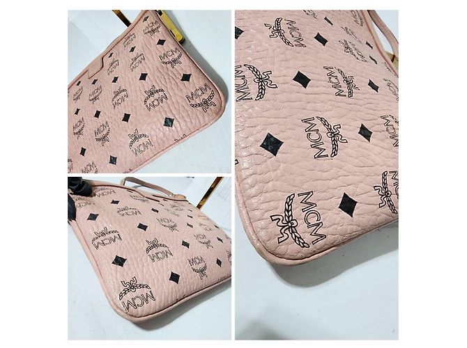 MCM Visetos Liz Shopper Pochette Rosa Chiaro - vista 10