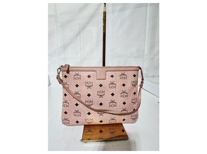 MCM Visetos Liz Shopper Pochette Rosa Chiaro - vista 12