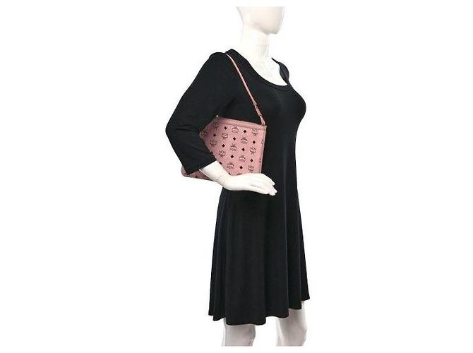MCM Visetos Liz Shopper Pochette Rosa Chiaro - vista 3