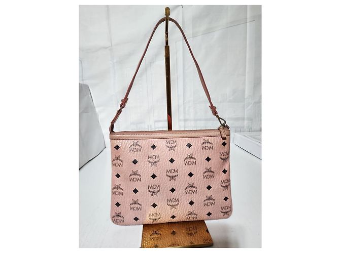 MCM Visetos Liz Shopper Pochette Rosa Chiaro - vista 4