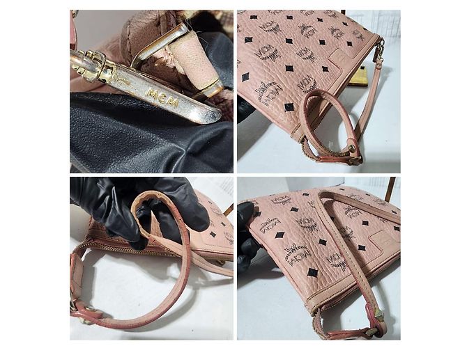 MCM Visetos Liz Shopper Pochette Rosa Chiaro - vista 8