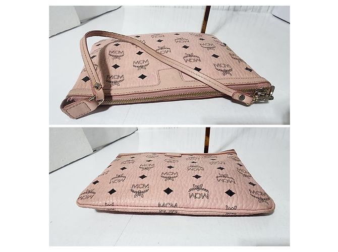 MCM Visetos Liz Shopper Pochette Rosa Chiaro - vista 9