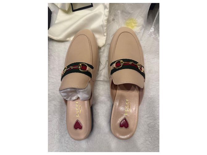 Mocassini Gucci Princetown in pelle beige Taglia 37 - vista 4
