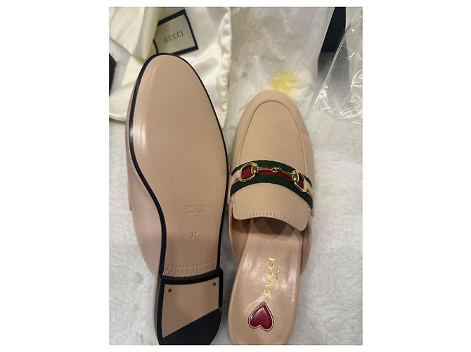 Mocassini Gucci Princetown in pelle beige Taglia 37 - vista 6