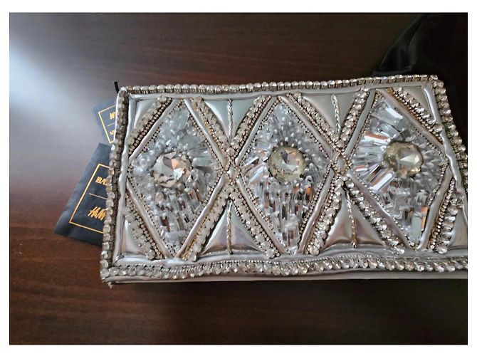 Clutch Balmain pour H&M in pelle argento Metallico Silver hardware - vista 2
