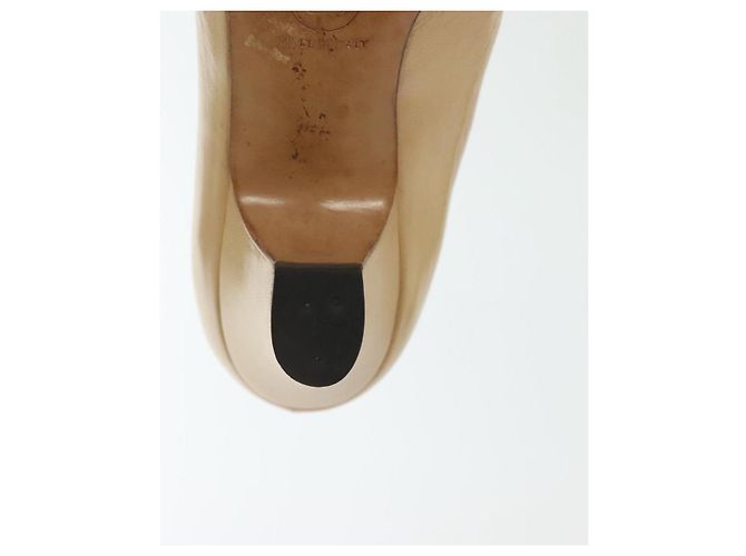 CHANEL Pumps Hohe Absätze Leder Beige CC Auth ti3387 - Ansicht 10