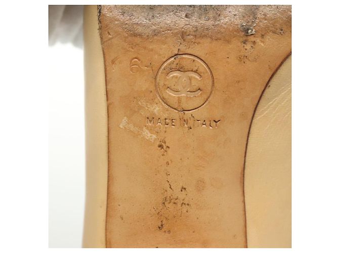 CHANEL Pumps Hohe Absätze Leder Beige CC Auth ti3387 - Ansicht 11