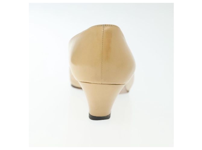 CHANEL Pumps Hohe Absätze Leder Beige CC Auth ti3387 - Ansicht 13