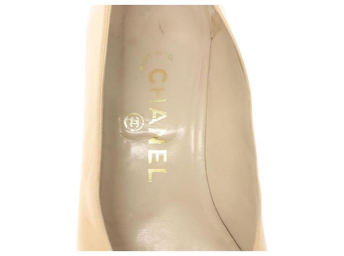 CHANEL Pumps Hohe Absätze Leder Beige CC Auth ti3387 - Ansicht 14
