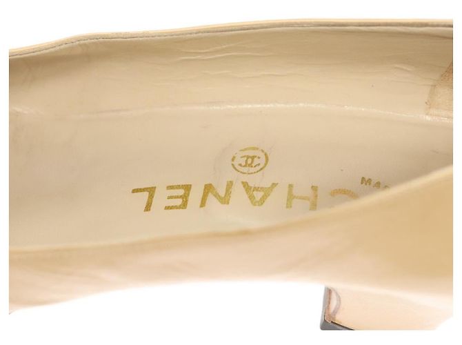 CHANEL Pumps Hohe Absätze Leder Beige CC Auth ti3387 - Ansicht 16